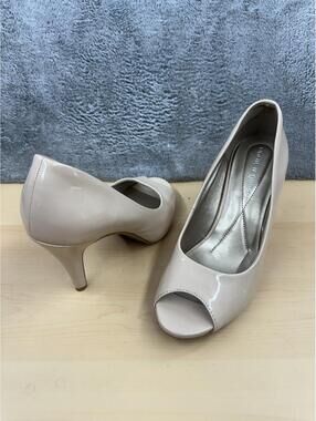 Andrew Geller‎ Beige Patent Peep Toe Heels